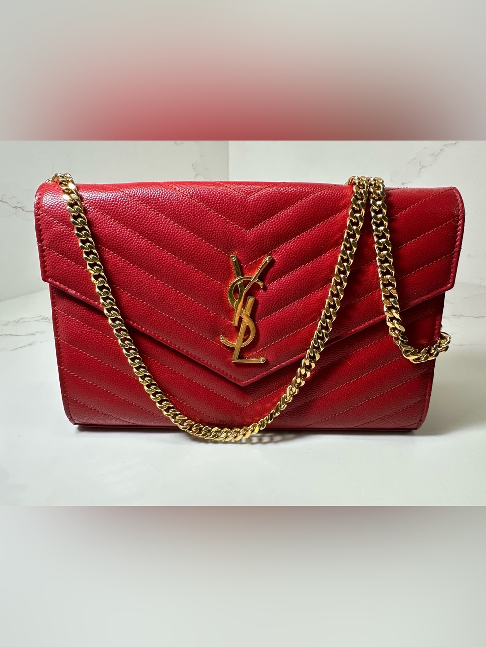 Yves Saint Laurent Cassandre Envelope Wallet on Chain